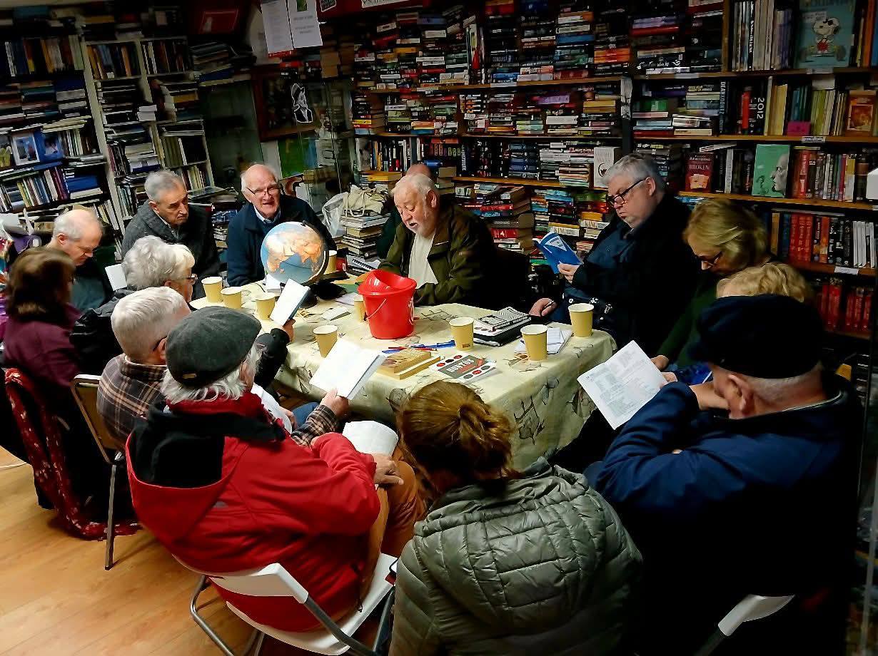 A gathering in the shop
